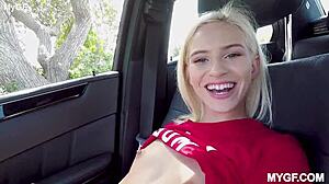 petite shaved blonde rides cowgirl deepthroats and takes creampie missionary