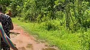 damn these three hotties head into the bush for some wild hairy pussy fun...