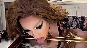 wild crossdresser iskra blasts massive cumshot in humiliating solo fetish