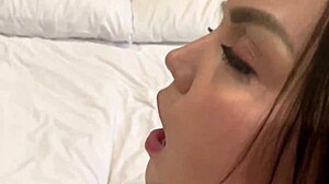 Hot 18+ brunette sneaks cowgirl rides on huge cock while hubby sleeps