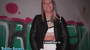 public agent spots blonde french girl stroking then pounds her outdoors pov