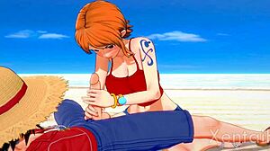 nami tittyfucks monster cock handjob blowjob