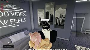 fucking that cute catgirl bent over doggy style on roblox condo blowjob action