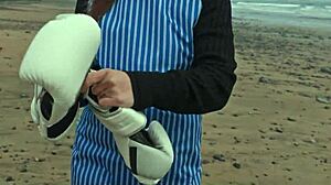 silvia soprano's rough beach domination slaps and spits kinky