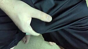 She slides soft shorts over bare pussy for close-up tease