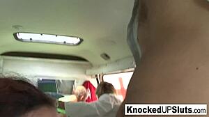 Two pregnant brunettes take massive cocks in wild hardcore orgy