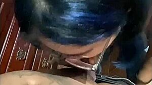 Otaku Latina Nerd Sucks Cock Deep for Quick Cash