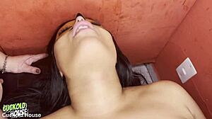 naughty bride bends over big natural tits out fucking stranger while pregnant latina licks shaved pussy in swing house