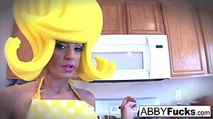 Abigail Mac's Kitchen Dress-Up Turns into Giant Cucumber Pussy Play