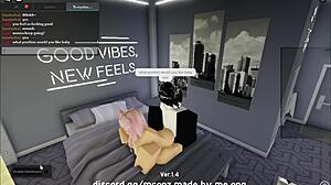 fucking that cute catgirl bent over doggy style on roblox condo blowjob action