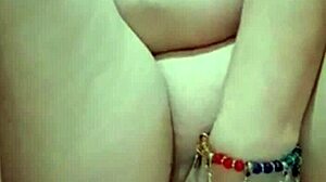 blonde mature milf fucks big pussy lips with black anal dildo