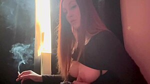 Italian Long Hair Big Tits Artemisia Loves Dildo Handjob While Smoking