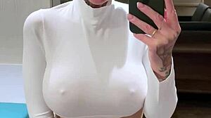 yo check out this bald big tits babe dancing wild then fingering her hairless pussy deep??