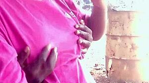 Up skirt flashing natural tits with submissive african teen slut i met at park turns public outdoor makeout wild