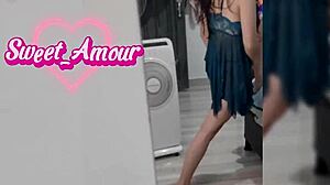 Pretty Latina dances seductively in lingerie then shocks you completely