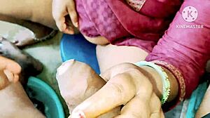 Desi Bhabhi Roughly Fucks Neighbor Boys in Steamy Bathroom