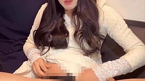 cute japanese ladyboy crossdresses mini dress masturbates quietly