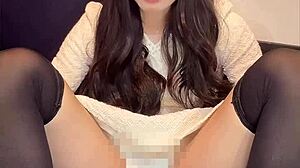 cute japanese ladyboy crossdresses mini dress masturbates quietly