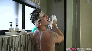 stepmom danielle renae sneaks into bathroom for hardcore cowgirl ride