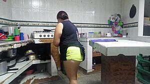 Why Does Big Tits Stepmom Stop Cleaning for Cowgirl Creampie Ride?