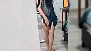 Pretty Latina dances seductively in lingerie then shocks you completely