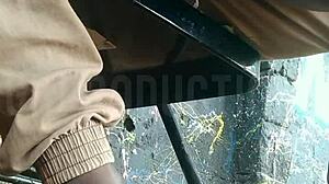 Up skirt flashing natural tits with submissive african teen slut i met at park turns public outdoor makeout wild