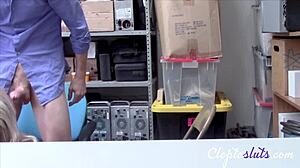 oh man chanel grey the clepto slut gets busted stealing then fucked hard by cop in office bent over big tits out