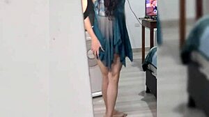 Pretty Latina dances seductively in lingerie then shocks you completely