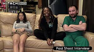 home alone girl giggles while spreading and shaking her tattooed ass backstage