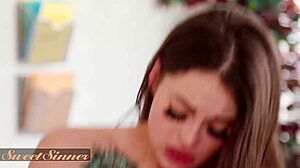 maddy may rides boss damon dice's cock cum on creamy skin