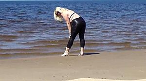 damn that big leather milf ass strutting beach in heels looks insane