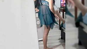 Pretty Latina dances seductively in lingerie then shocks you completely