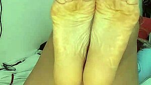 spanish milf's huge natural tits big pussy lips clit feet fetish solo