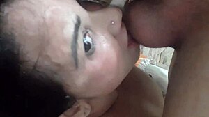 brunette milf hits extreme orgasm on huge clit creampie