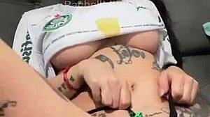 Palmeirense Slut Shows Off Pierced Wet Pussy and Tattoos Closeup