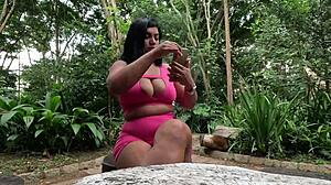 outdoor jog turns filthy as latina's big pussy drips honey, soaking everything in sight