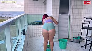 HIRED THIS NAUGHTY MAID IN TINY SHORTS TO MAKE ME HORNY CRAZY!