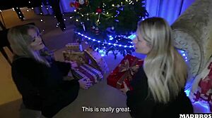 curvy blonde christmas moms take anal pounding under tree then dp on piano