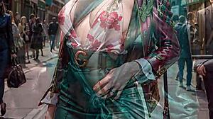 High Fashion Blonde Ai Flashes Shaved Pussy Upclose