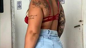 Redhead flashes her trimmed pussy and spreads wide for the camera in this custom exhibition video