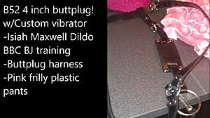 sissy ties up for extreme self-bondage with monster BBC buttplug dildo