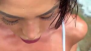 she gives it up to huge cocked bodybuilder bareback amid waterfall sex