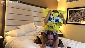 spongebob sneaks up and rams hot milf shemale's tight ass deep