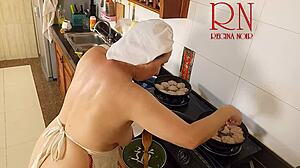 Nudist Housewife Regina Noir Cooks Naked in Kitchen Maid Style Full Video
