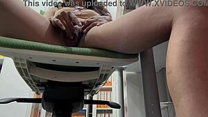 roommate caught masturbating gets huge ass blowjob in office