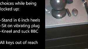 sissy ties up for extreme self-bondage with monster BBC buttplug dildo