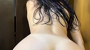 dripping wet teen roommate bent over dorm sink post-shower doggystyle