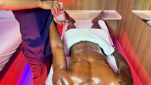 big tits latina milf tempts young guy with her curves during massage