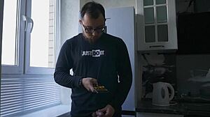 neighbor dominates guy with rough strapon desk fuck frenzy