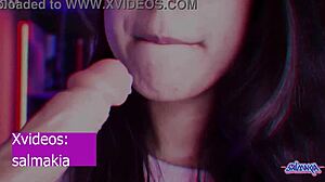 vintage latina cutie loves licking her hairy beaver and stuffing huge dildos inside